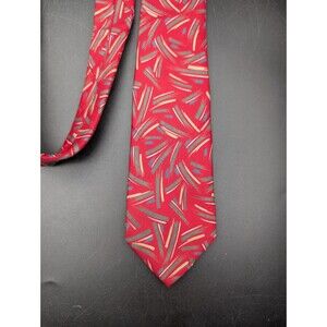 Christian Dior Bistro Vintage Paris New York Red Pattern Brush Stroke Tie RARE